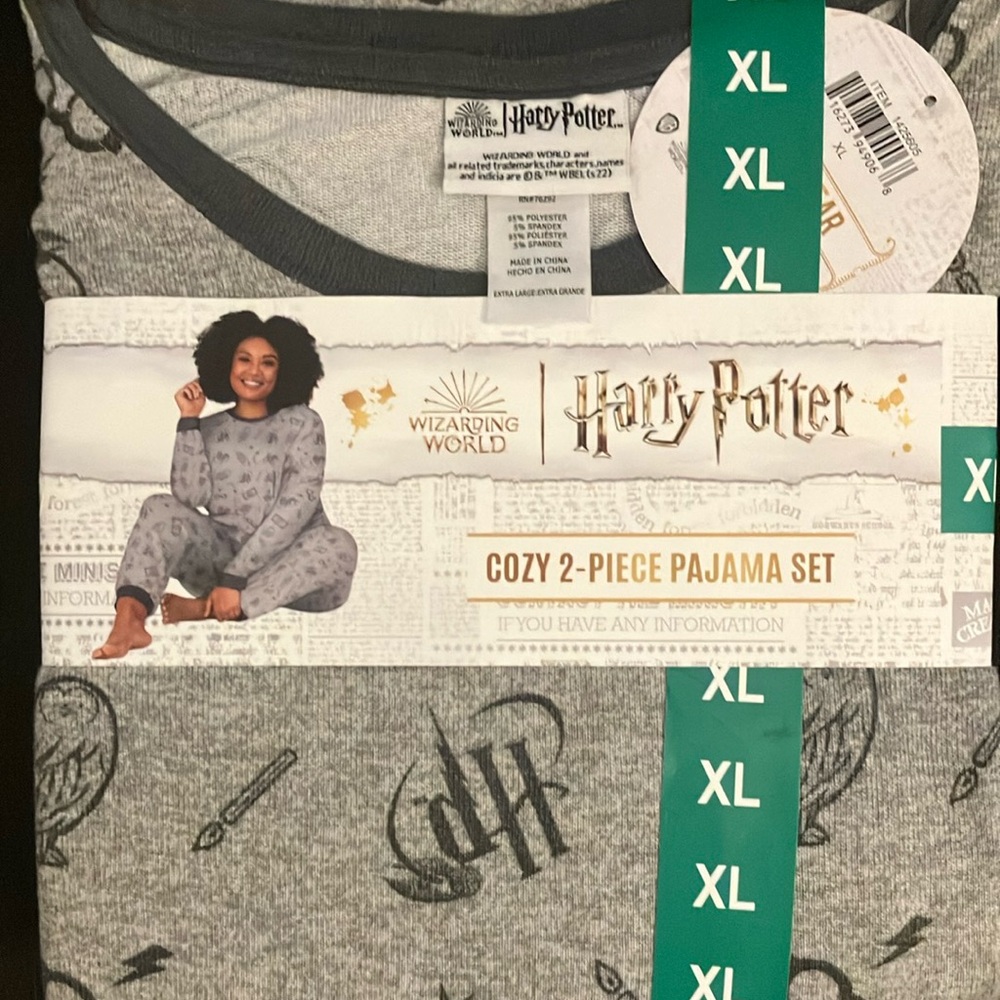 NEW Harry Potter Wizarding World Pajamas grey soft XL with tags